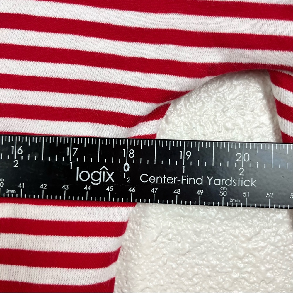 CAbi Women Small Bell 3/4 Sleeve V-neck Comfort Red‎ White Striped Blouse Top - Picture 12 of 13